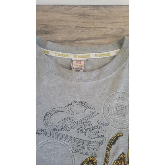 Vintage Ecko Unltd The Classic T-Shirt XXL Gray Gold Script Logo 2000s Y2K... - Picture 4 of 8
